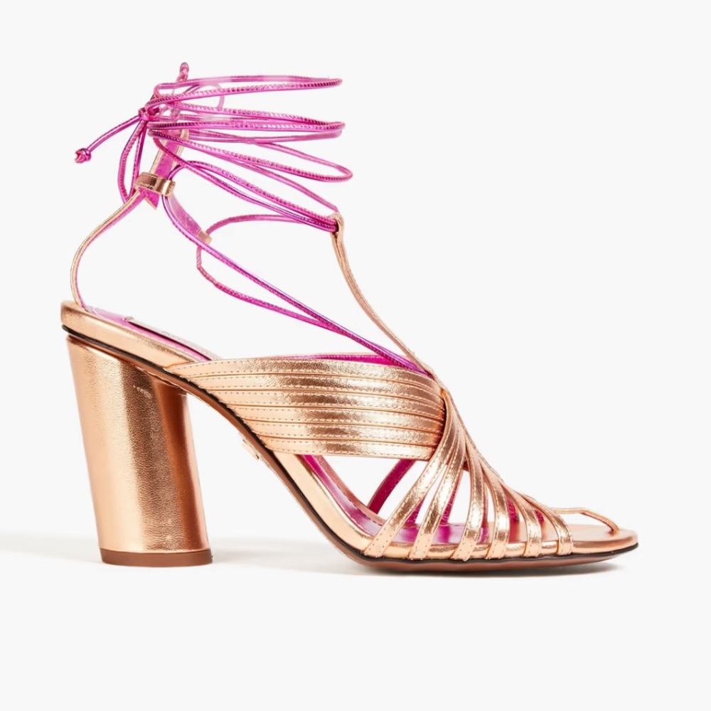 Zimmermann Lace Up Metallic Leather Sandals